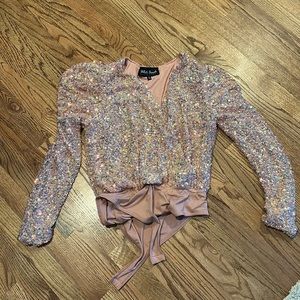 Stunning Pink Sequin White Birch Bodysuit